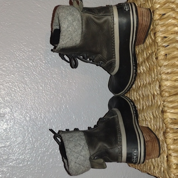 Sorel Slimpack II Lace up Winter Olive Green Gray Black Boots 7 - Picture 6 of 8